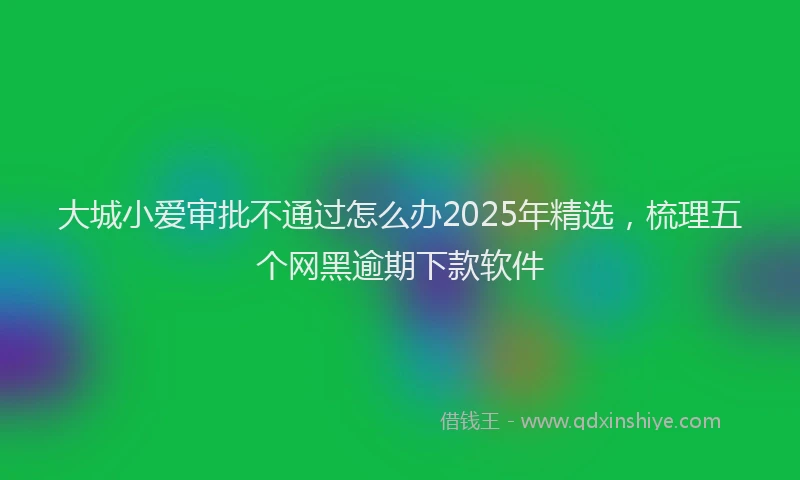 大城小爱审批不通过怎么办2025年精选，梳理五个网黑逾期下款软件