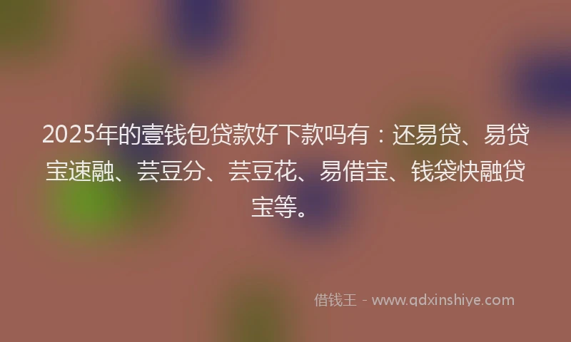 2025年的壹钱包贷款好下款吗有：还易贷、易贷宝速融、芸豆分、芸豆花、易借宝、钱袋快融贷宝等。