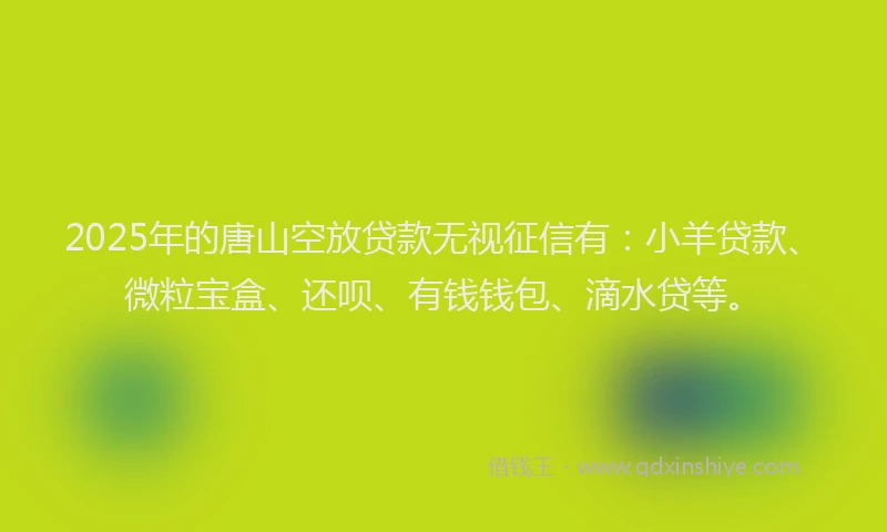 2025年的唐山空放贷款无视征信有：小羊贷款、微粒宝盒、还呗、有钱钱包、滴水贷等。