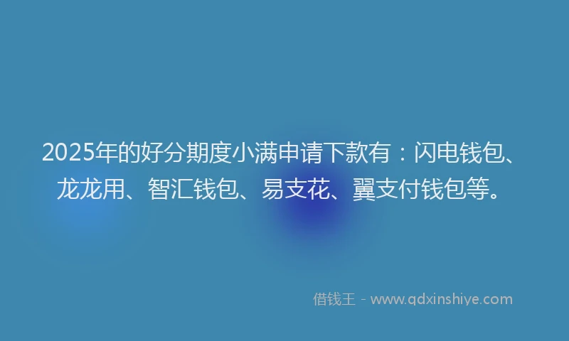 2025年的好分期度小满申请下款有：闪电钱包、龙龙用、智汇钱包、易支花、翼支付钱包等。