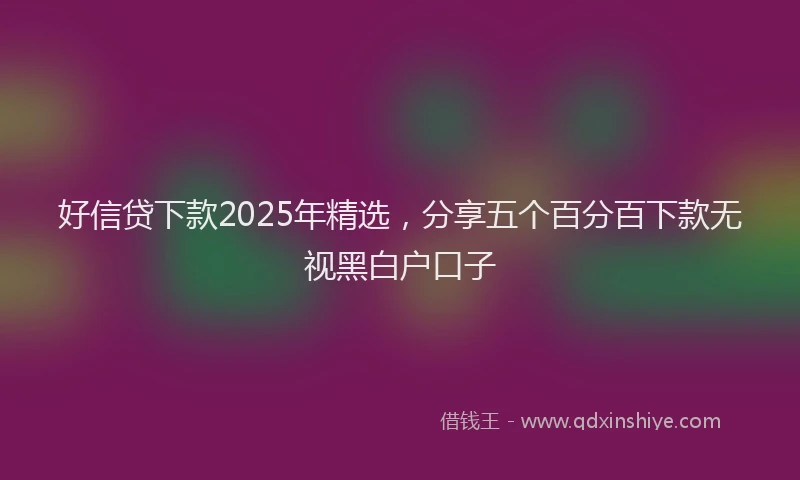 好信贷下款2025年精选，分享五个百分百下款无视黑白户口子