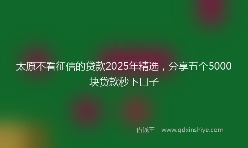 太原不看征信的贷款2025年精选，分享五个5000块贷款秒下口子