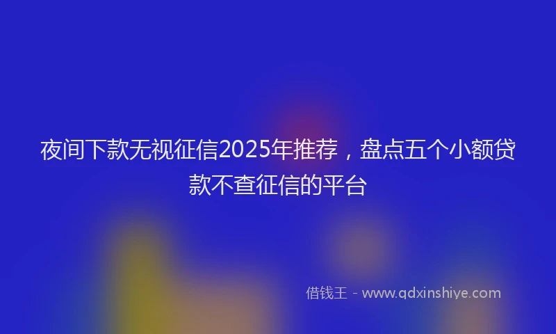 夜间下款无视征信2025年推荐，盘点五个小额贷款不查征信的平台