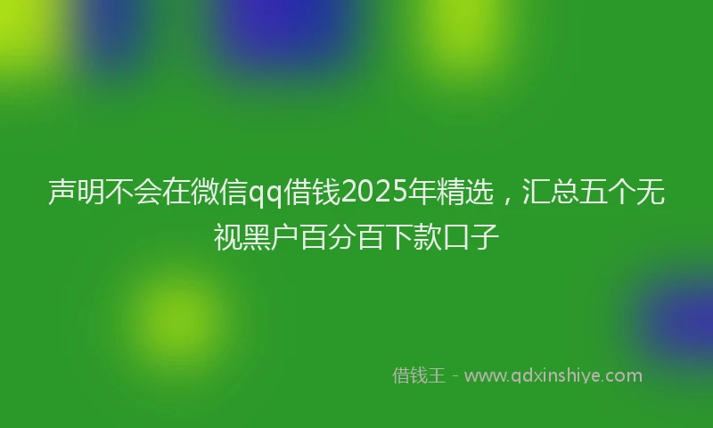 声明不会在微信qq借钱2025年精选，汇总五个无视黑户百分百下款口子