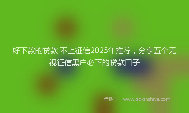 好下款的贷款 不上征信2025年推荐，分享五个无视征信黑户必下的贷款口子