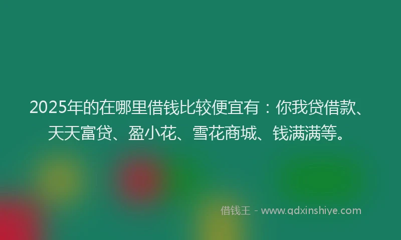2025年的在哪里借钱比较便宜有：你我贷借款、天天富贷、盈小花、雪花商城、钱满满等。