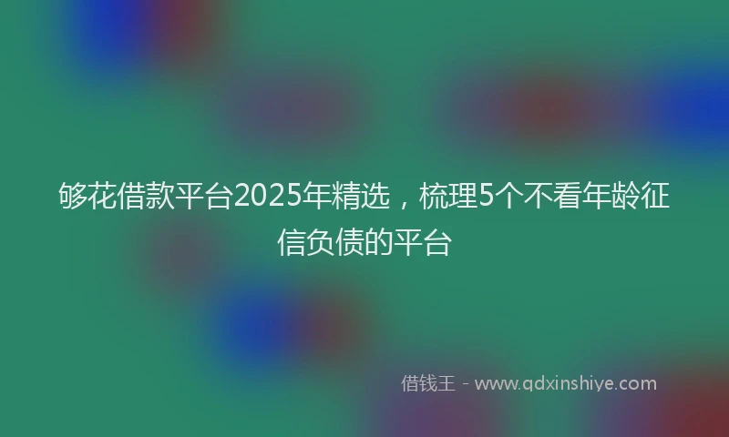 够花借款平台2025年精选，梳理5个不看年龄征信负债的平台