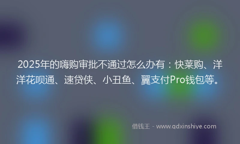 2025年的嗨购审批不通过怎么办有：快莱购、洋洋花呗通、速贷侠、小丑鱼、翼支付Pro钱包等。