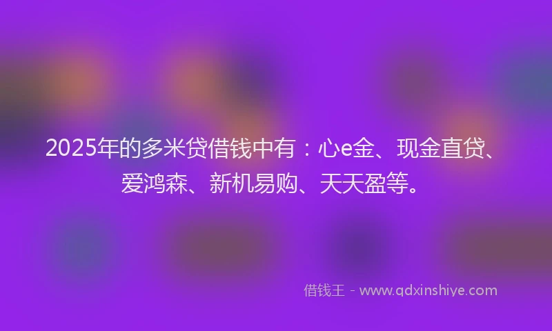 2025年的多米贷借钱中有：心e金、现金直贷、爱鸿森、新机易购、天天盈等。