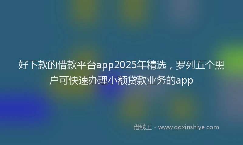 好下款的借款平台app2025年精选，罗列五个黑户可快速办理小额贷款业务的app