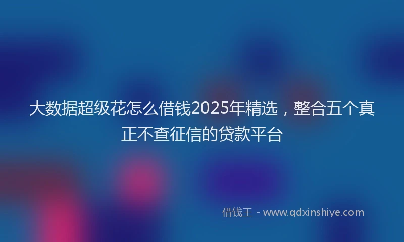 大数据超级花怎么借钱2025年精选，整合五个真正不查征信的贷款平台
