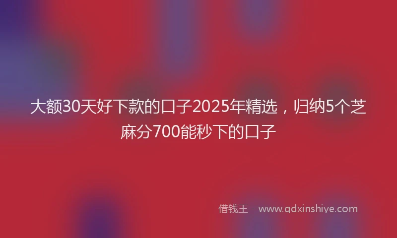 大额30天好下款的口子2025年精选，归纳5个芝麻分700能秒下的口子
