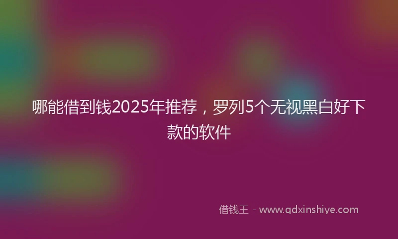 哪能借到钱2025年推荐，罗列5个无视黑白好下款的软件
