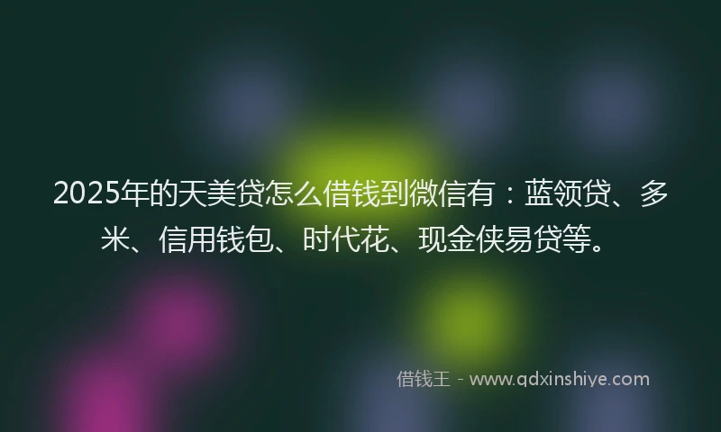 2025年的天美贷怎么借钱到微信有：蓝领贷、多米、信用钱包、时代花、现金侠易贷等。