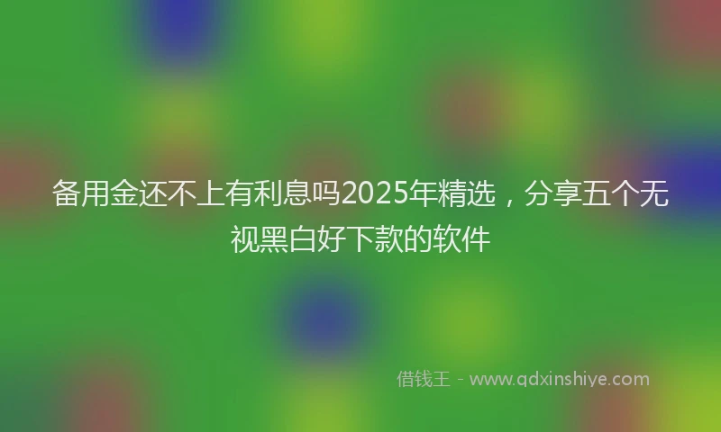 备用金还不上有利息吗2025年精选，分享五个无视黑白好下款的软件