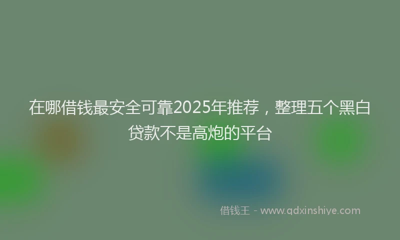 在哪借钱最安全可靠2025年推荐，整理五个黑白贷款不是高炮的平台