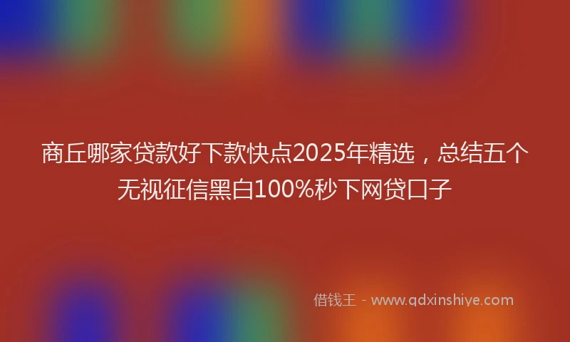 商丘哪家贷款好下款快点2025年精选，总结五个无视征信黑白100%秒下网贷口子