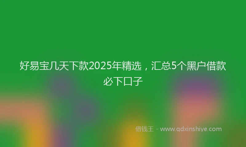 好易宝几天下款2025年精选，汇总5个黑户借款必下口子