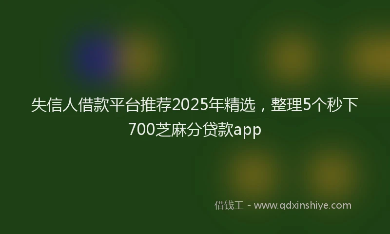 失信人借款平台推荐2025年精选，整理5个秒下700芝麻分贷款app