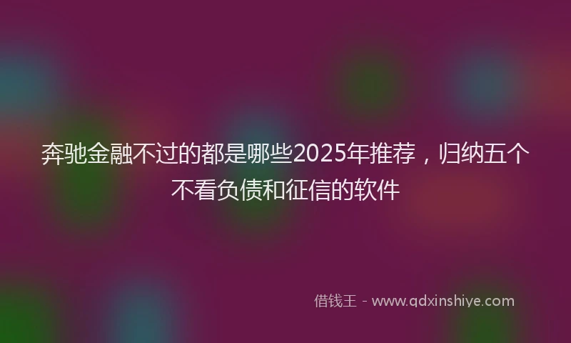 奔驰金融不过的都是哪些2025年推荐，归纳五个不看负债和征信的软件
