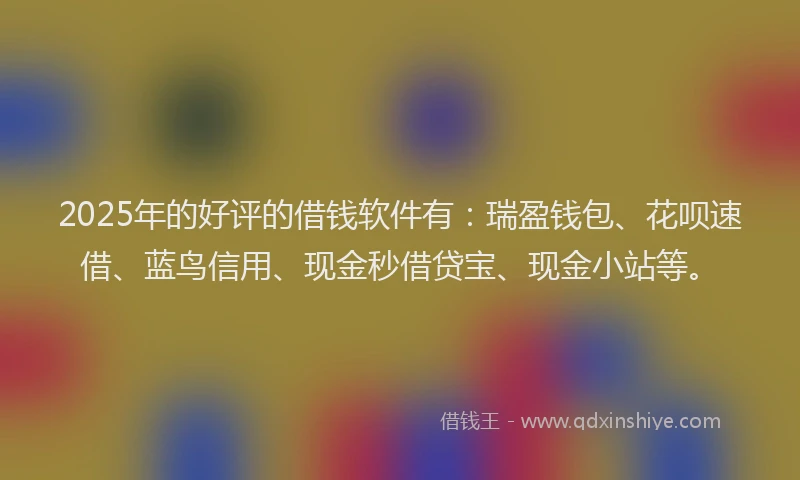 2025年的好评的借钱软件有：瑞盈钱包、花呗速借、蓝鸟信用、现金秒借贷宝、现金小站等。
