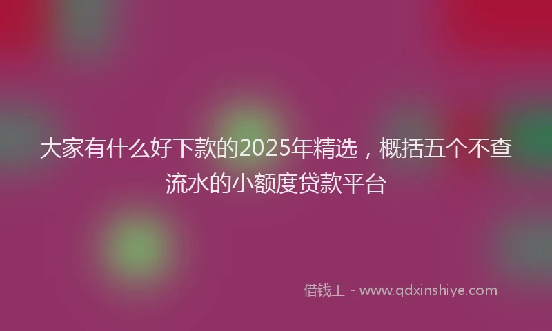 大家有什么好下款的2025年精选，概括五个不查流水的小额度贷款平台