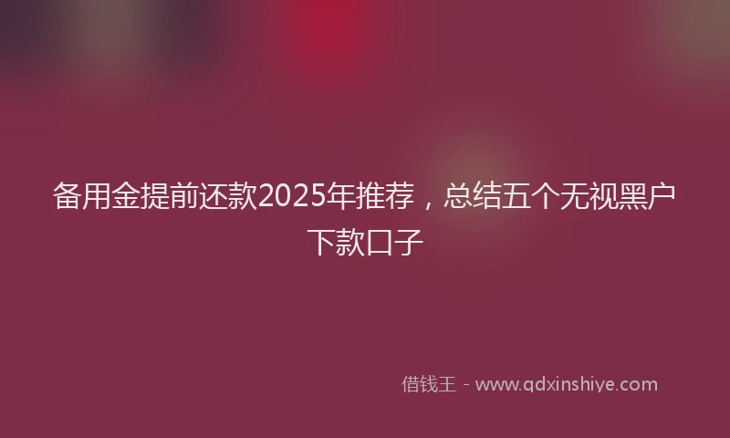 备用金提前还款2025年推荐，总结五个无视黑户下款口子