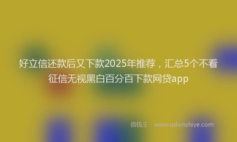 好立信还款后又下款2025年推荐，汇总5个不看征信无视黑白百分百下款网贷app