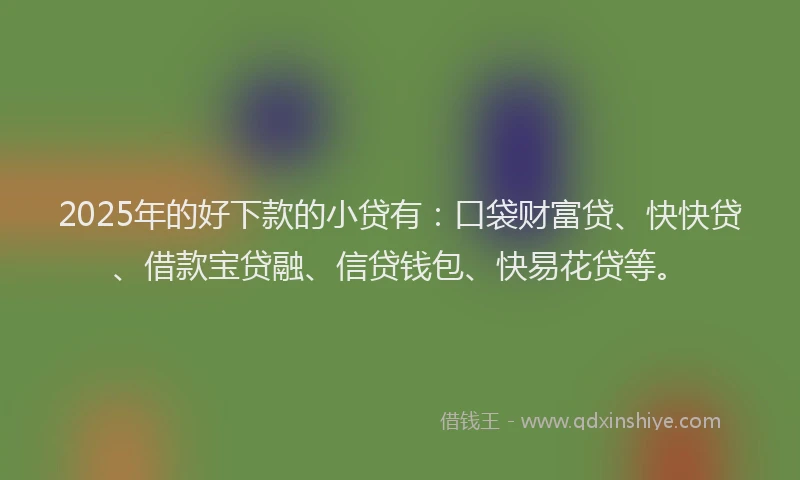 2025年的好下款的小贷有：口袋财富贷、快快贷、借款宝贷融、信贷钱包、快易花贷等。