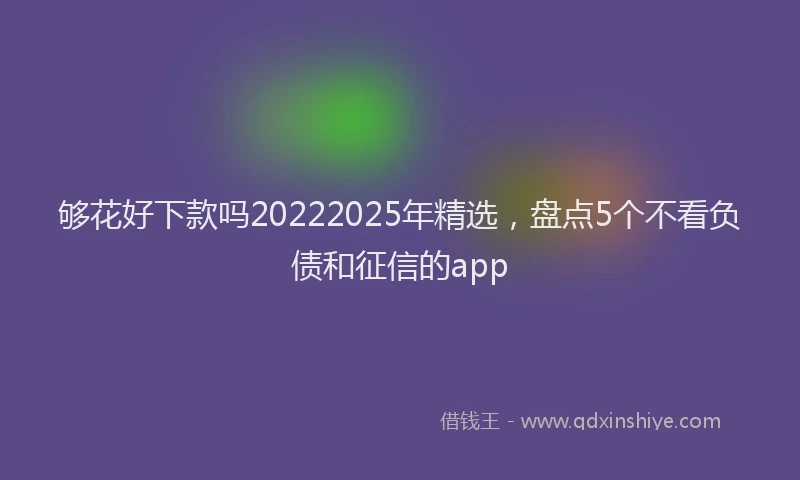 够花好下款吗20222025年精选，盘点5个不看负债和征信的app