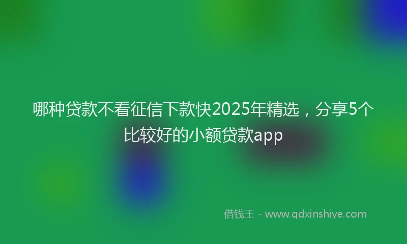 哪种贷款不看征信下款快2025年精选，分享5个比较好的小额贷款app