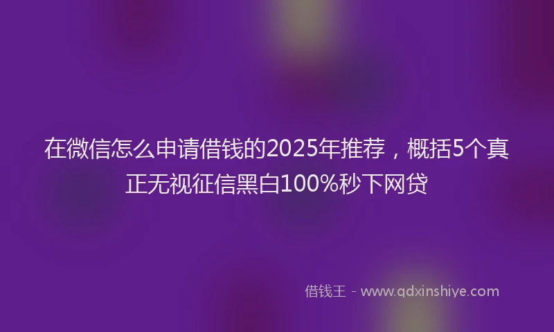 在微信怎么申请借钱的2025年推荐，概括5个真正无视征信黑白100%秒下网贷
