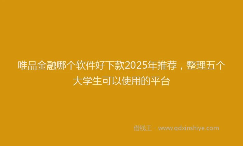 唯品金融哪个软件好下款2025年推荐，整理五个大学生可以使用的平台