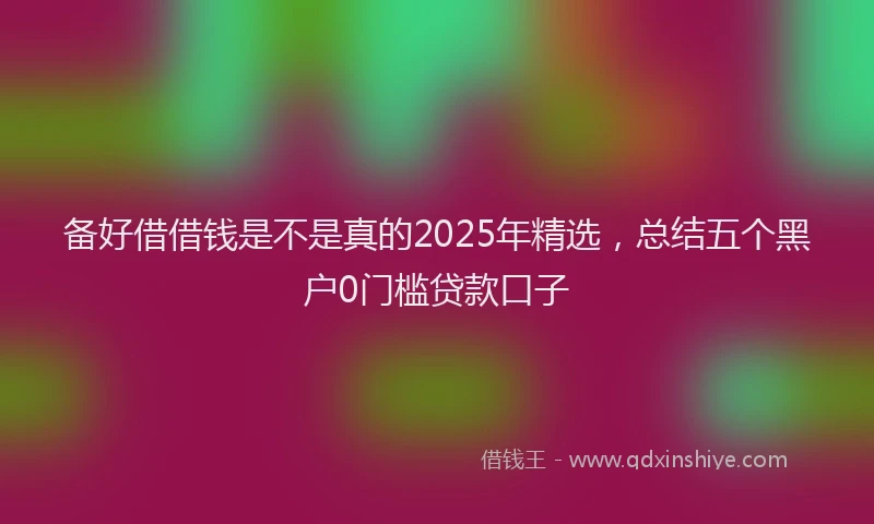 备好借借钱是不是真的2025年精选，总结五个黑户0门槛贷款口子