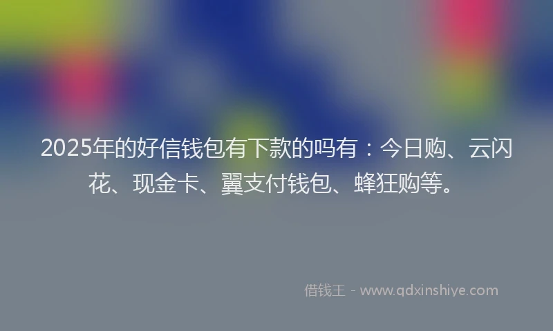 2025年的好信钱包有下款的吗有：今日购、云闪花、现金卡、翼支付钱包、蜂狂购等。