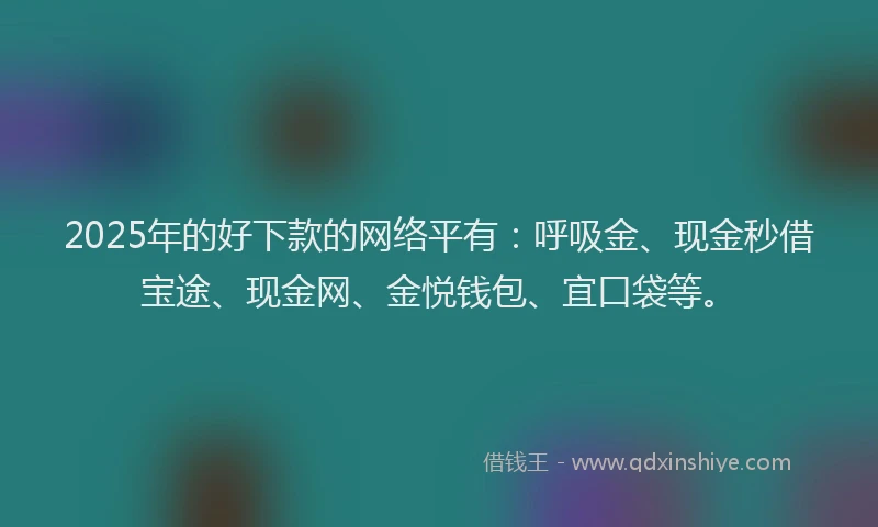 2025年的好下款的网络平有：呼吸金、现金秒借宝途、现金网、金悦钱包、宜口袋等。