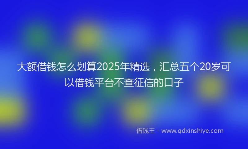 大额借钱怎么划算2025年精选，汇总五个20岁可以借钱平台不查征信的口子