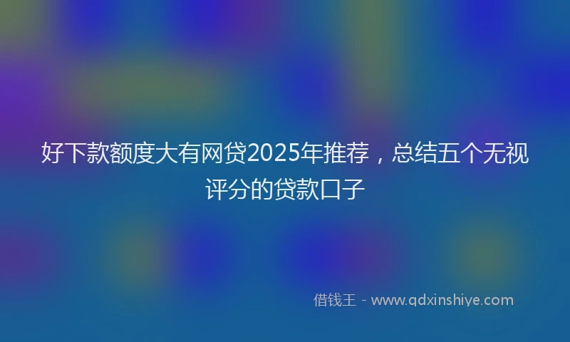 好下款额度大有网贷2025年推荐，总结五个无视评分的贷款口子
