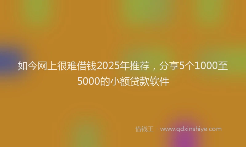 如今网上很难借钱2025年推荐，分享5个1000至5000的小额贷款软件