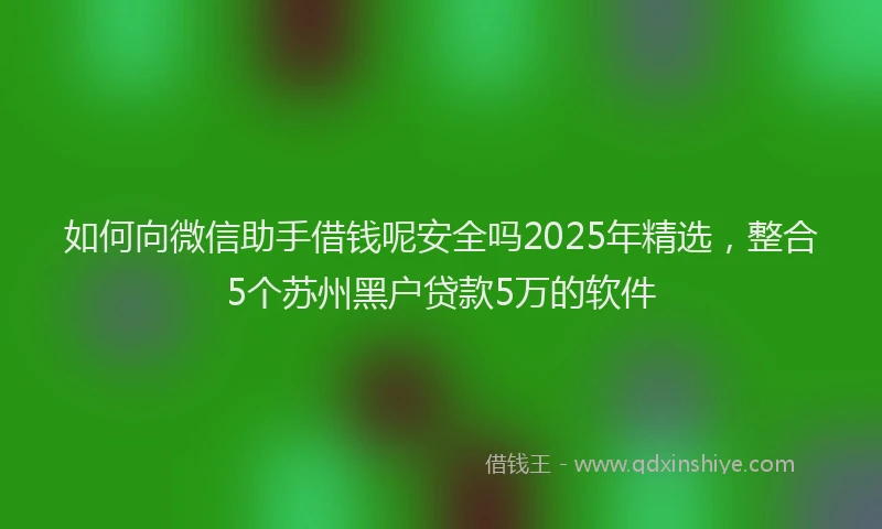 如何向微信助手借钱呢安全吗2025年精选，整合5个苏州黑户贷款5万的软件