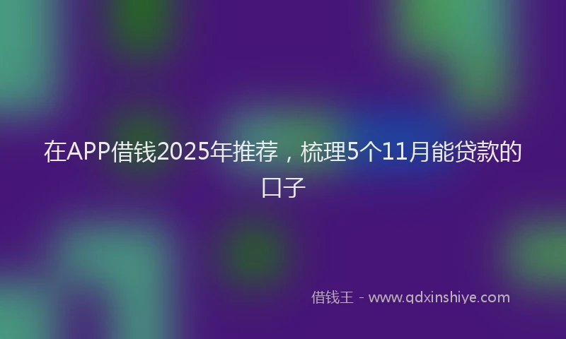 在APP借钱2025年推荐，梳理5个11月能贷款的口子