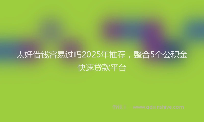 太好借钱容易过吗2025年推荐，整合5个公积金快速贷款平台