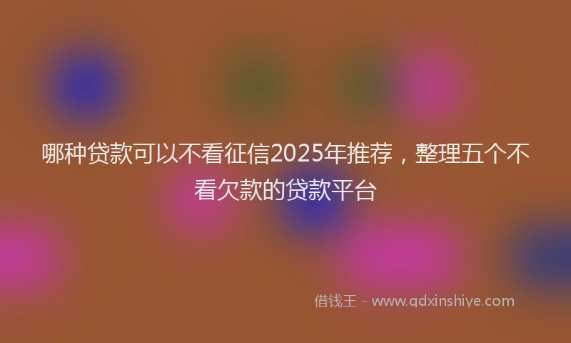 哪种贷款可以不看征信2025年推荐，整理五个不看欠款的贷款平台