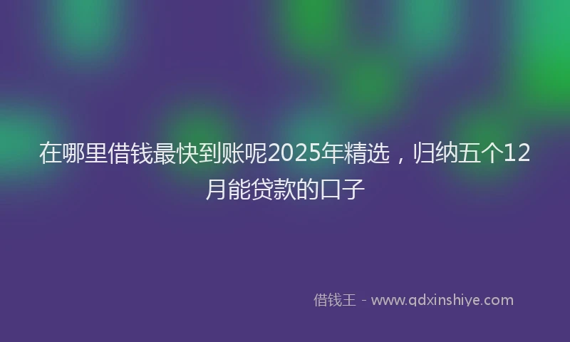 在哪里借钱最快到账呢2025年精选，归纳五个12月能贷款的口子