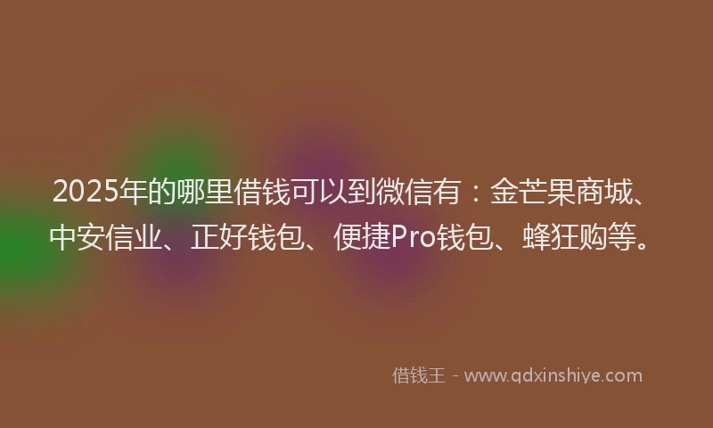 2025年的哪里借钱可以到微信有：金芒果商城、中安信业、正好钱包、便捷Pro钱包、蜂狂购等。