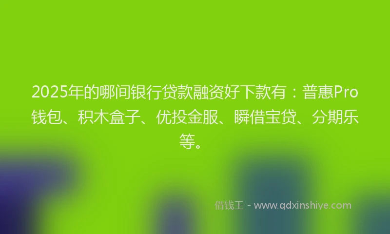 2025年的哪间银行贷款融资好下款有：普惠Pro钱包、积木盒子、优投金服、瞬借宝贷、分期乐等。
