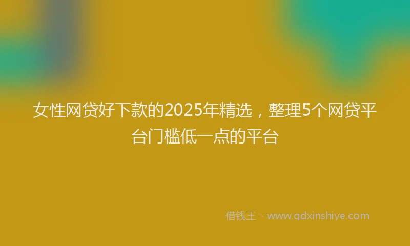 女性网贷好下款的2025年精选，整理5个网贷平台门槛低一点的平台