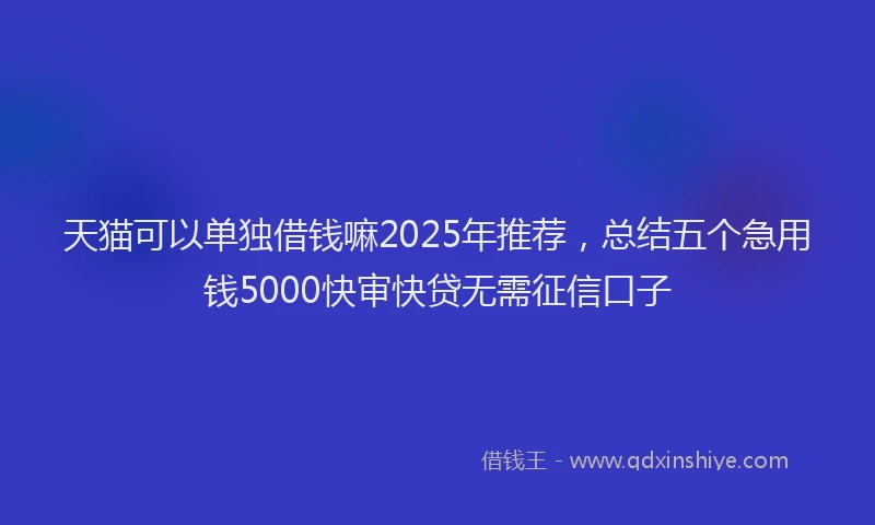 天猫可以单独借钱嘛2025年推荐，总结五个急用钱5000快审快贷无需征信口子