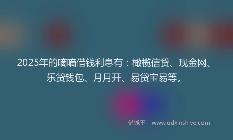2025年的嘀嘀借钱利息有：橄榄信贷、现金网、乐贷钱包、月月开、易贷宝易等。
