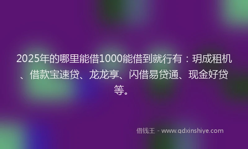 2025年的哪里能借1000能借到就行有：玥成租机、借款宝速贷、龙龙享、闪借易贷通、现金好贷等。